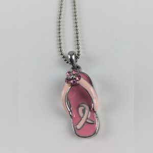 Avon "We Walk As One" Breast Cancer Awareness Flip Flop Pendant Necklace 3FOR$20
